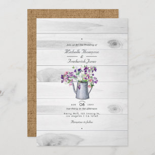 Invitation Rustic Country Garden Floral QR Code RSVP Mariage