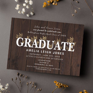 Invitation Rustic Country Gold Leaf Graduation Party