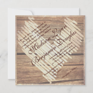 Invitation Rustic Country Grange Bois Coeur Mariage Invitatio