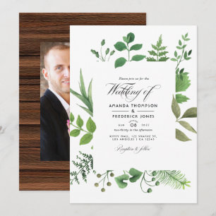 Invitation Rustic Country Grange Verdure Mariage Photo