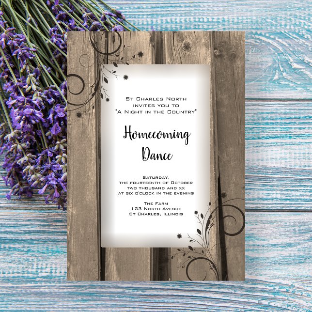 Invitation Rustic Country Grange Wood Homecoming Dance (Créateur téléchargé)