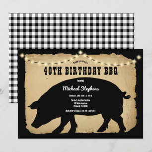Invitation Rustic Country Hog 40e Anniversaire Barbeque - BBQ