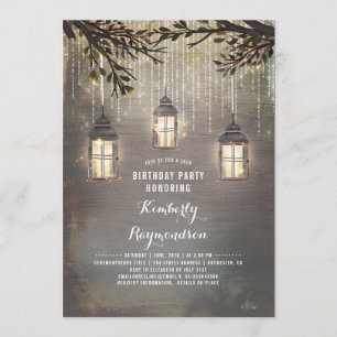 Invitation Rustic Country Lanterns Jardin Fête d'anniversaire