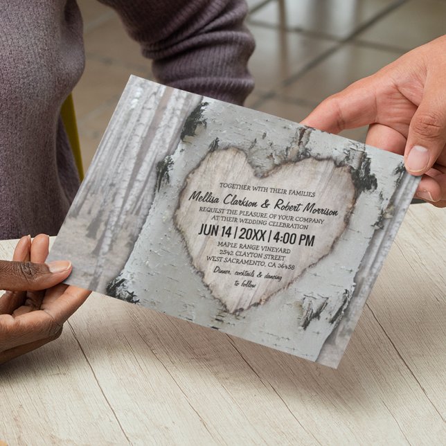 Invitation Rustic Country Mariage de bouleau argenté (Créateur téléchargé)