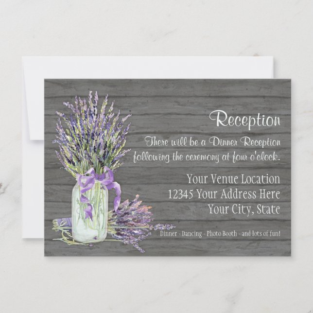 Invitation Rustic Country Mason Jar Lace n Lavender Floral (Devant)