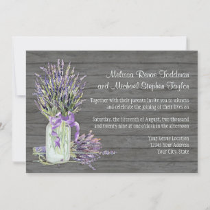 Invitation Rustic Country Mason Jar Lace n Lavender Floral