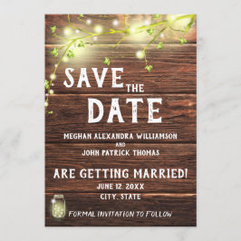 Invitation Rustic Country Mason String Lights Enregistrer La 