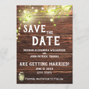 Invitation Rustic Country Mason String Lights Enregistrer La