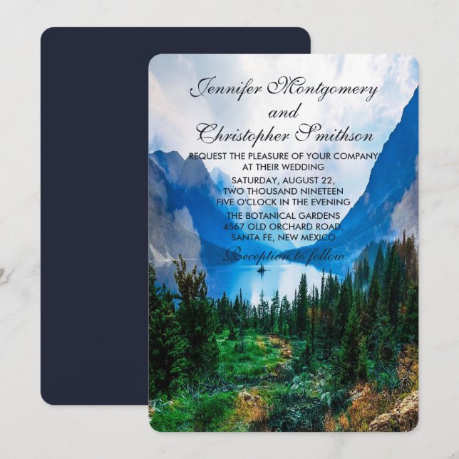 Invitation Rustic Country Mountains Pittoresque Nature Mariag (Devant / Derrière)