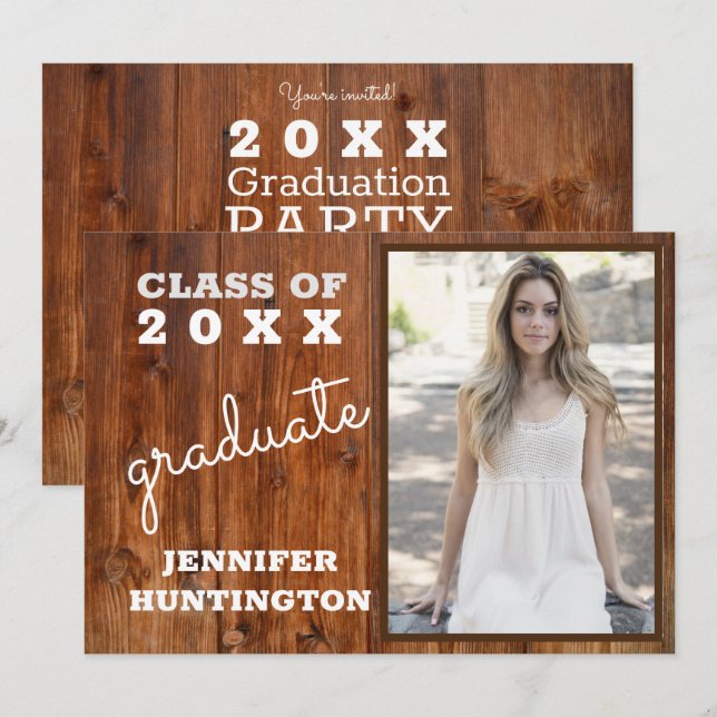 Invitation Rustic Country Photo 2025 Graduation Party (Devant / Derrière)