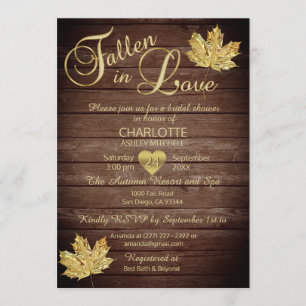 Invitation Rustic Country TOMBÉ DANS LA Fête des mariées AMOU