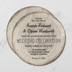 Invitation Rustic Country Vintage Tree Mariage en bois