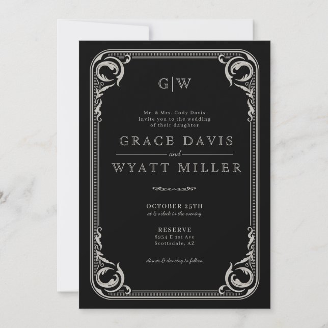 Invitation Rustic Country Western Mariage avec détails (Devant)