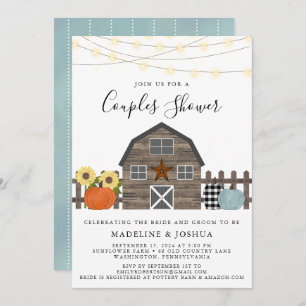 Invitation Rustic Couples Douche Automne Pays Grange