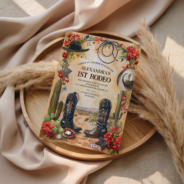 Invitation Rustic Cowboy 1st Rodeo Birthday (Créateur téléchargé)