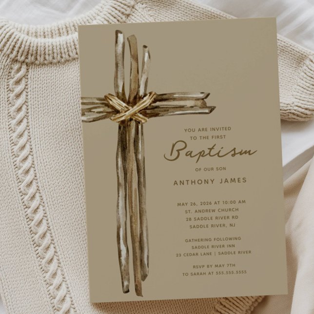 Invitation Rustic Cross Baptism (Créateur téléchargé)