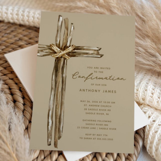 Invitation Rustic Cross Confirmation (Créateur téléchargé)