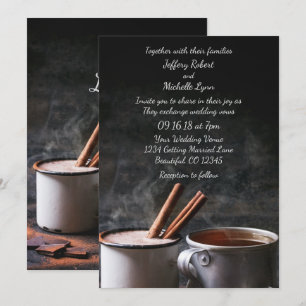Invitation Rustic Cup of Tea and Hot Chocolate Wedding Invite