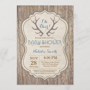 Invitation Rustic Deer Antler Oh Deer Boy Baby shower