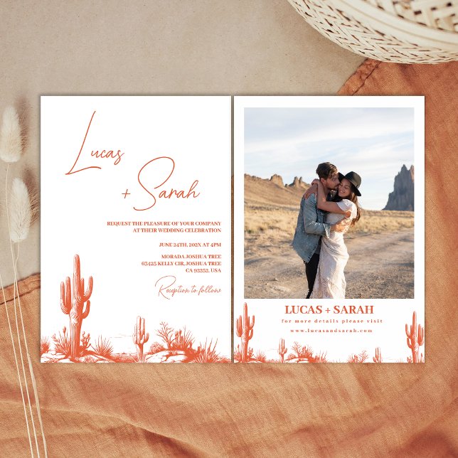 Invitation Rustic Drake Vérone Sunset Western Desert Mariage (Western Wedding Invitation, Southern Country Wedding Invitation, Verona Sunset Color, Western Desert)