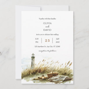 Invitation Rustic Dune Pique-nique et Lighthouse Beach Mariag