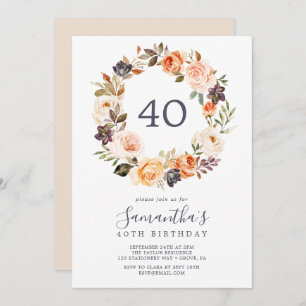 Invitation Rustic Earth Florals 40e anniversaire