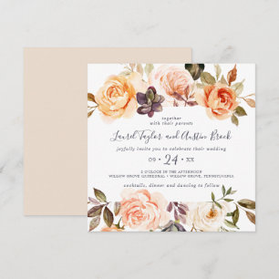Invitation Rustic Earth Florals Carré Mariage