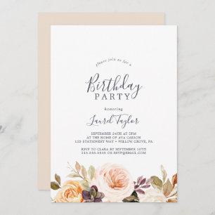 Invitation Rustic Earth Florals fête d'anniversaire