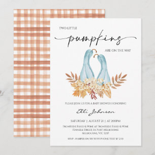 Invitation Rustic Fall Boy Twins Baby shower Citrouille