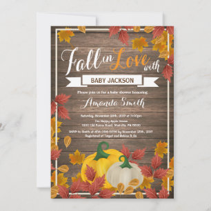 Invitation Rustic Fall Citrouille Baby shower 