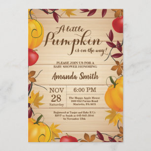Invitation Rustic Fall Citrouille Baby shower 