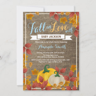Invitation Rustic Fall Citrouille Boy Baby shower 