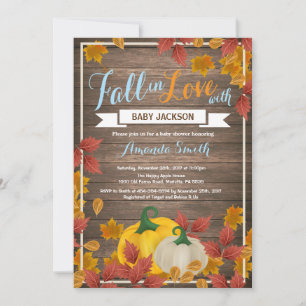 Invitation Rustic Fall Citrouille Boy Baby shower 