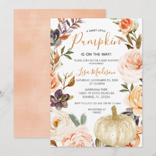 Invitation Rustic Fall Citrouille est sur le chemin Baby show