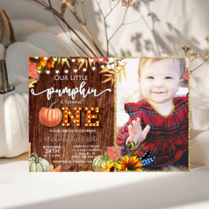 Invitation Rustic Fall Citrouille Premier Anniversaire Avec P
