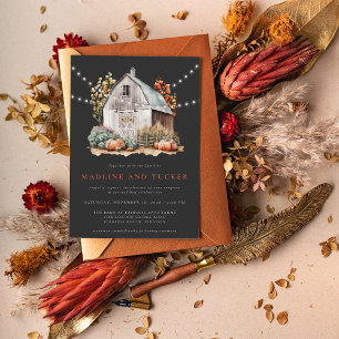 Invitation Rustic Fall Country Barn String Mariage