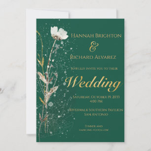 Invitation Rustic Fall Emerald Bohemian Fleur sauvage Mariage