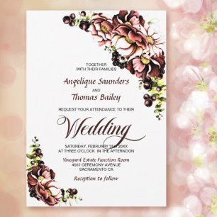 Invitation Rustic Fall Floral Mariage