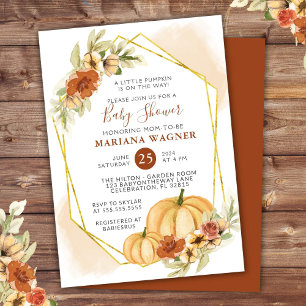 Invitation Rustic Fall Floral Petit Baby shower Citrouille