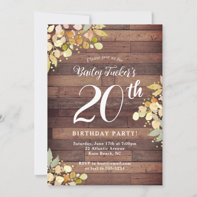 Invitation Rustic Fall Florals Gold Foil Dots 20e anniversair (Devant)