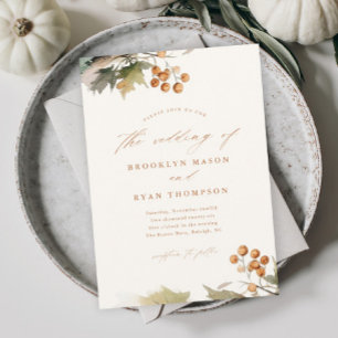 Invitation Rustic Fall Greenery Feuille Foliage Mariage