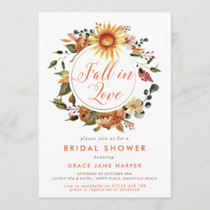 Invitation Rustic Fall in Love Automne Wreath Fête des mariée