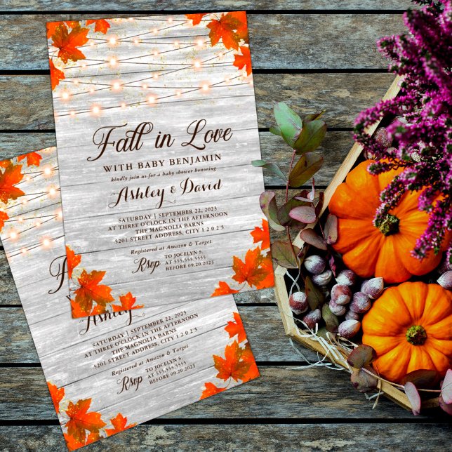 Invitation Rustic Fall In Love String Lights Baby shower (Créateur téléchargé)