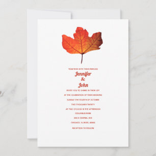 Invitation Rustic Fall Leaf Burnt Orange Maple Mariage 2024