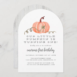 Invitation Rustic Fall Petit Citrouille 1er anniversaire