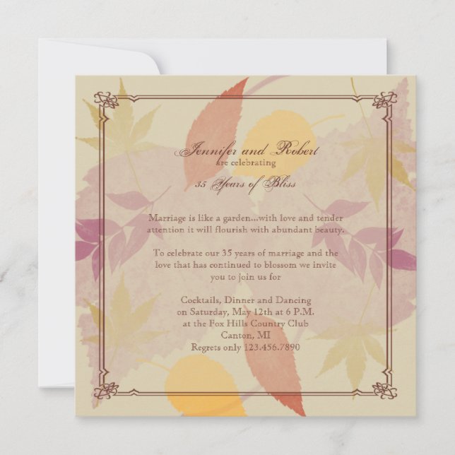 Invitation Rustic Fall quitte Anniversaire (Devant)