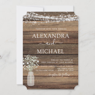 Invitation Rustic Farmhouse Baby's Breath Jar Mariage