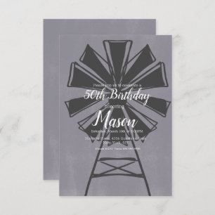 Invitation Rustic Farmhouse Windmill 50e anniversaire