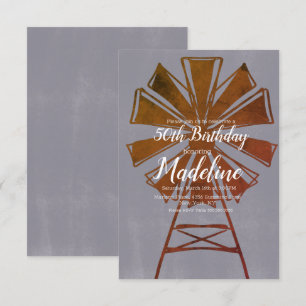 Invitation Rustic Farmhouse Windmill 50e anniversaire