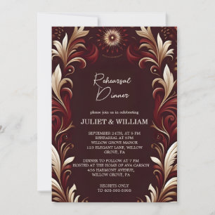 Invitation Rustic Fiesta Floral Rose Dîner de répétition espa